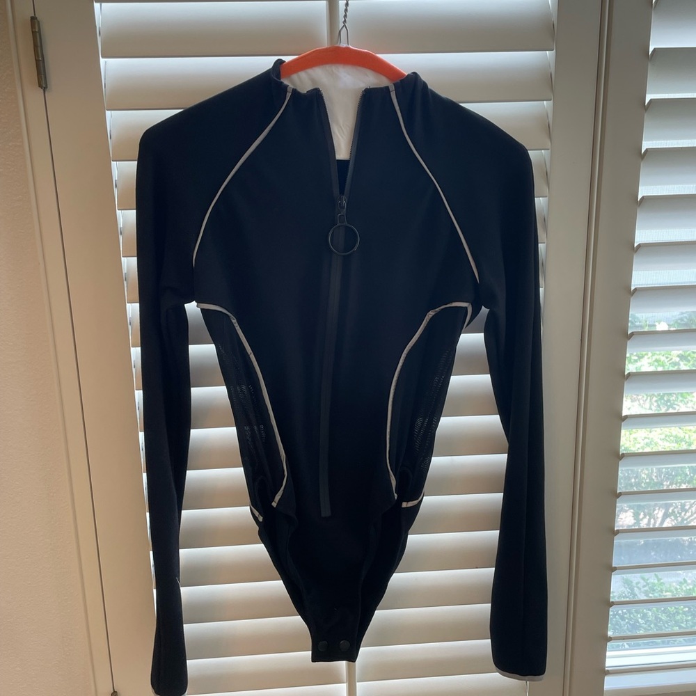 Reflective Black Long Sleeve Bodysuit